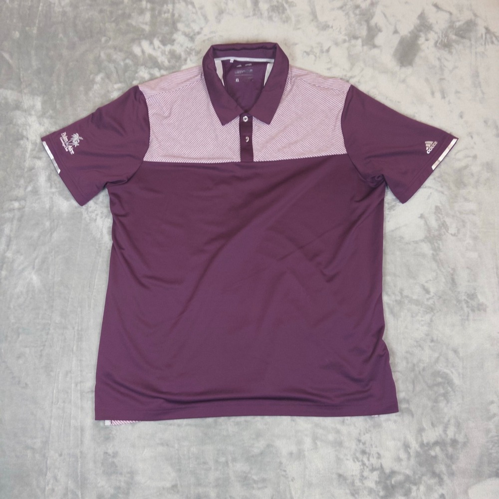 Adidas Polo Shirt Mens XL Purple Climachill Palm Aire Country Club Golf Athletic